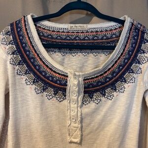 Free People white thermal long sleeve top, x-small